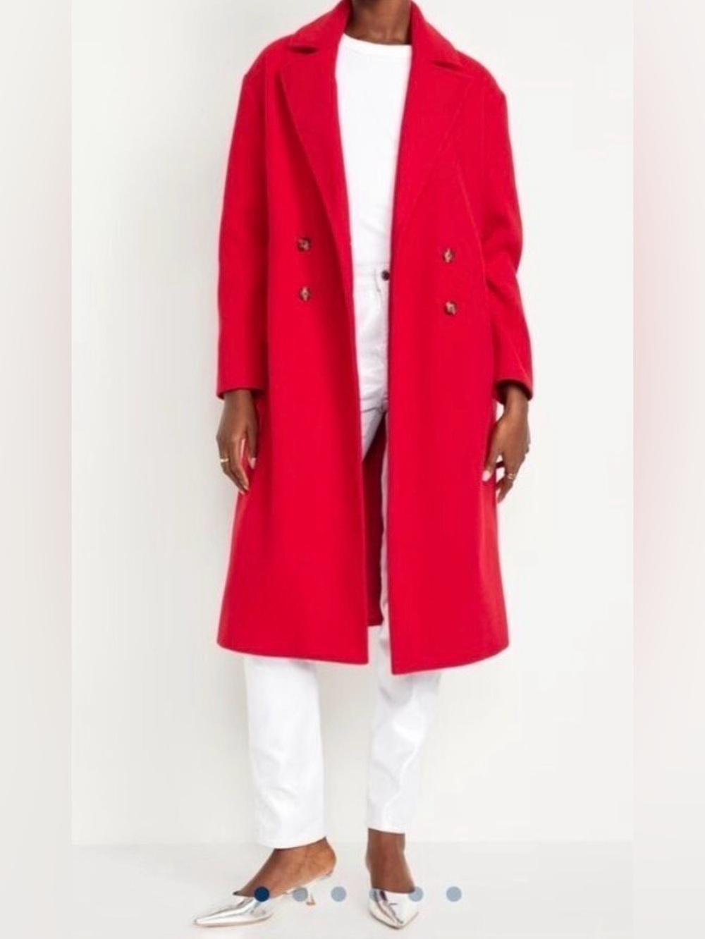 Old Navy Women's Bright Red Double-Breasted Pea Coat